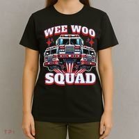 Wee Woo Squad Funny Firefighter Fire Trucks T-Shirt thumb 4