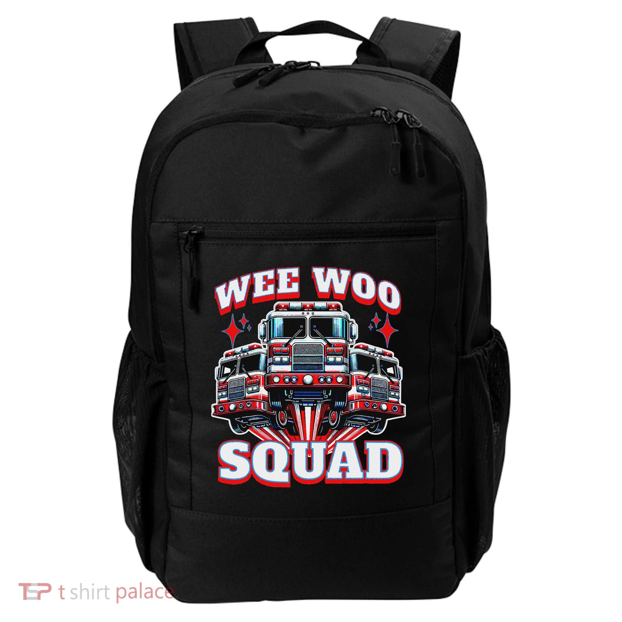 Wee Woo Squad Funny Firefighter Fire Trucks Backpack