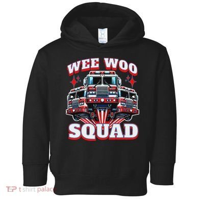 Wee Woo Squad Funny Firefighter Fire Trucks Toddler Hoodie