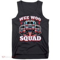 Wee Woo Squad Funny Firefighter Fire Trucks Tank Top thumb 0