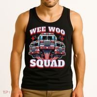 Wee Woo Squad Funny Firefighter Fire Trucks Tank Top thumb 3