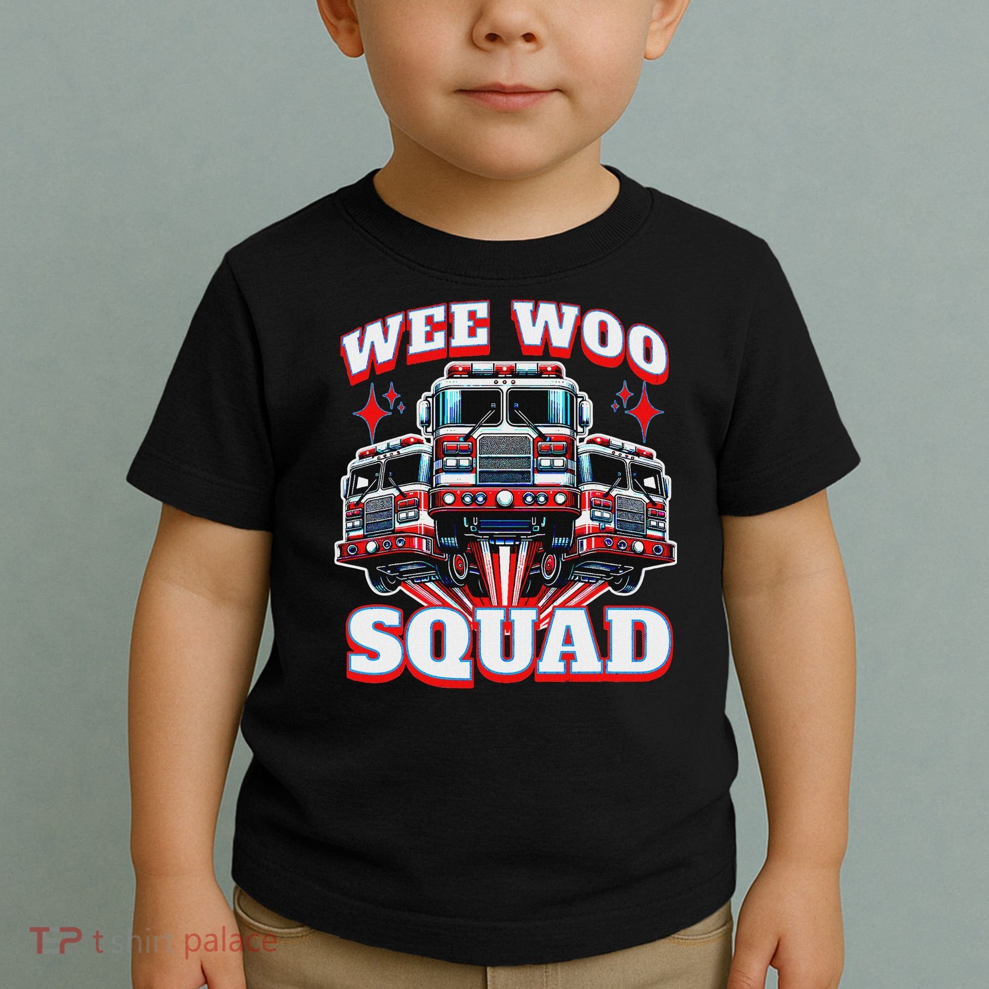Wee Woo Squad Funny Firefighter Fire Trucks Toddler T-Shirt