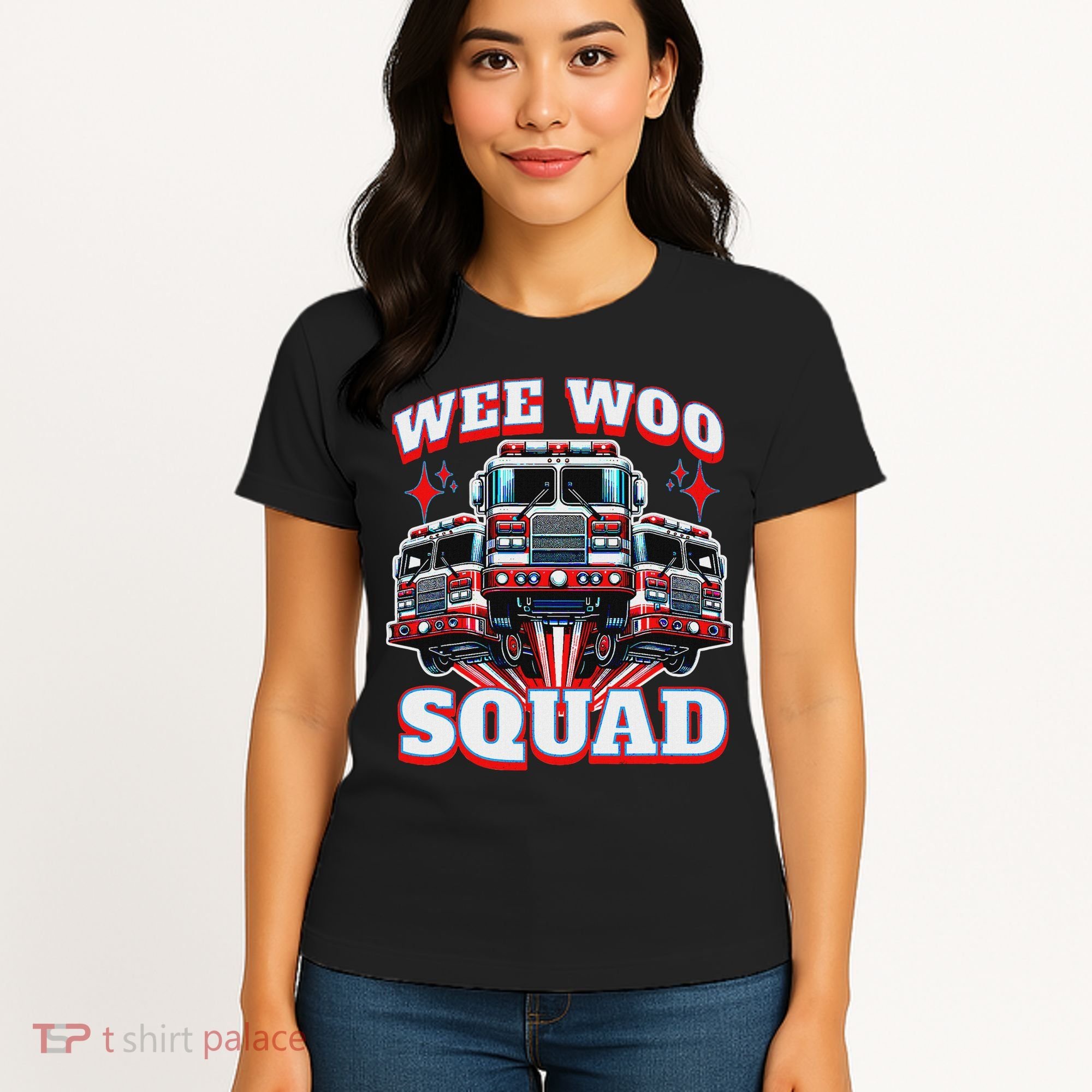 Wee Woo Squad Funny Firefighter Fire Trucks Women's T-Shirt