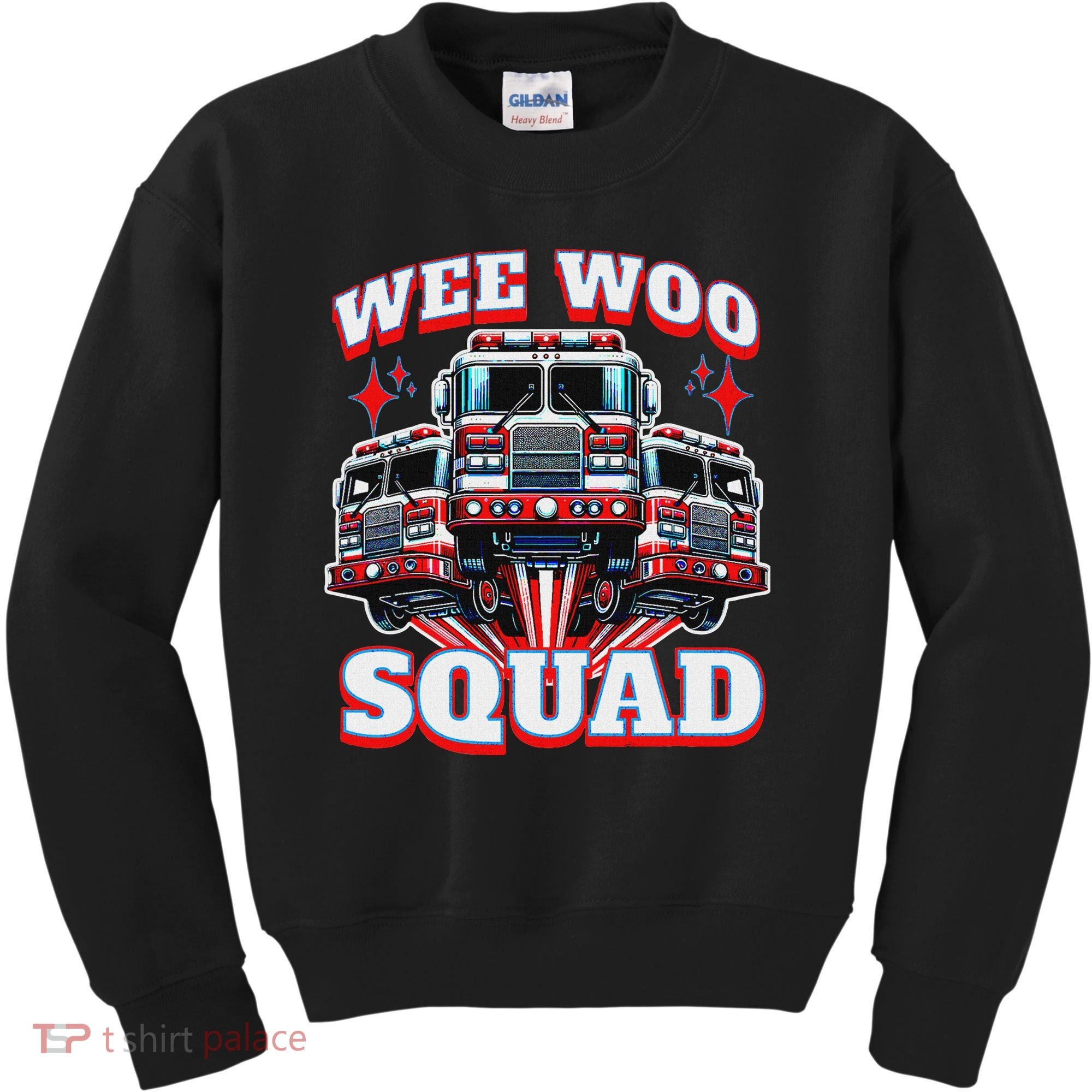 Wee Woo Squad Funny Firefighter Fire Trucks Kids Sweatshirt