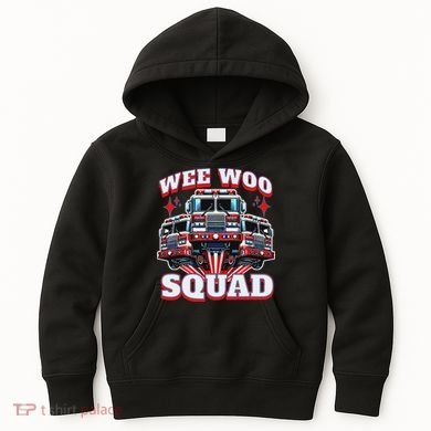 Wee Woo Squad Funny Firefighter Fire Trucks Kids Hoodie