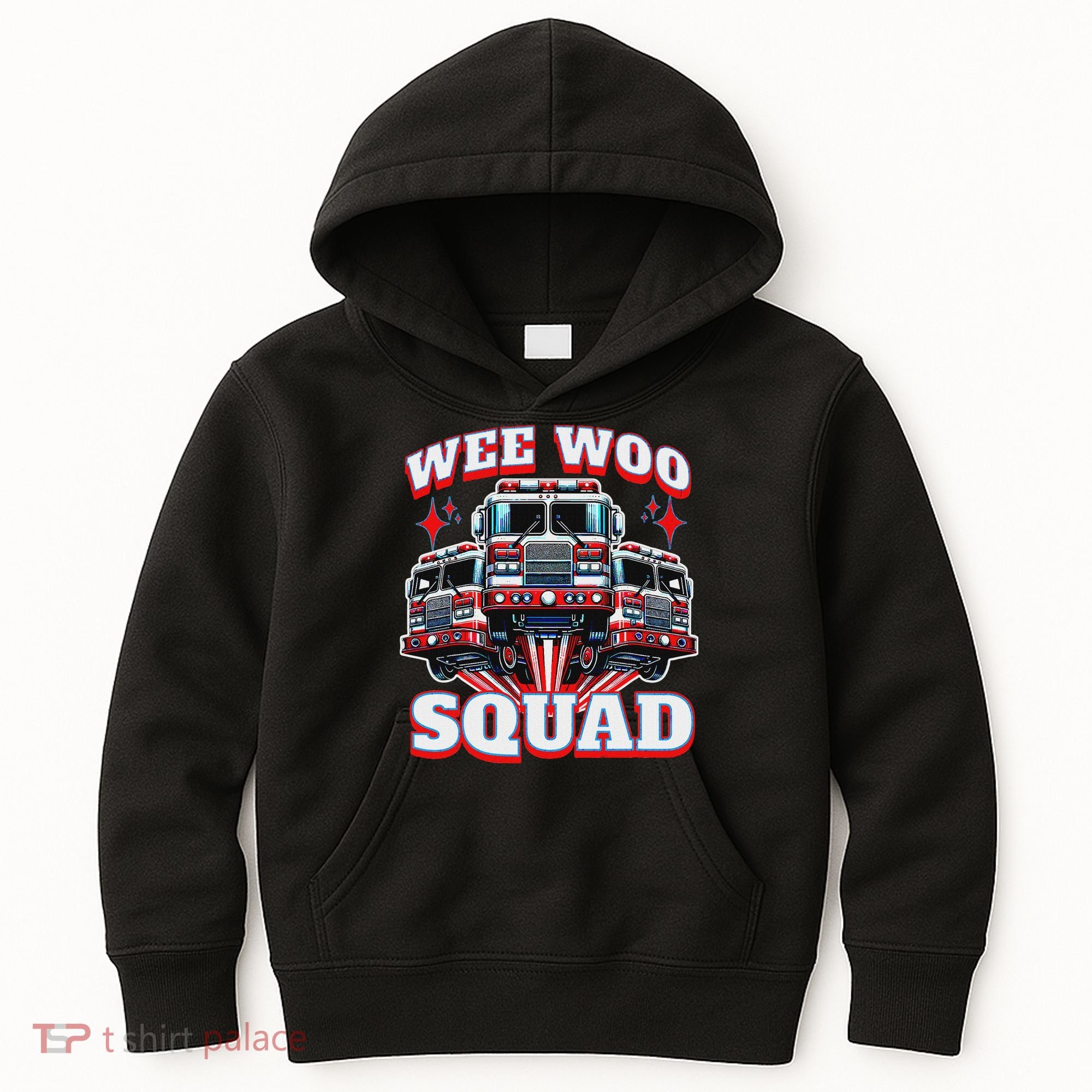 Wee Woo Squad Funny Firefighter Fire Trucks Kids Hoodie