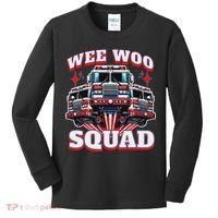 Wee Woo Squad Funny Firefighter Fire Trucks Kids Long Sleeve Shirt thumb 0