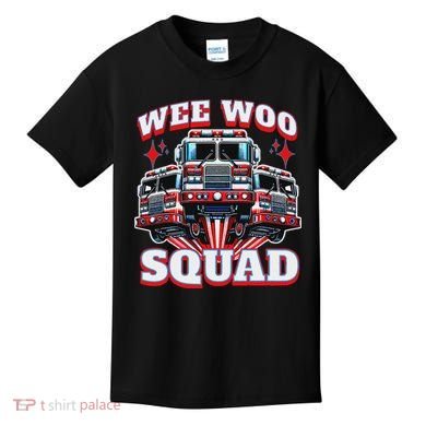 Wee Woo Squad Funny Firefighter Fire Trucks Kids T-Shirt