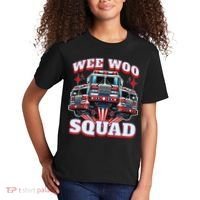 Wee Woo Squad Funny Firefighter Fire Trucks Kids T-Shirt thumb 2