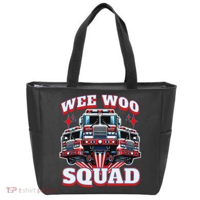 Wee Woo Squad Funny Firefighter Fire Trucks Tote Bag