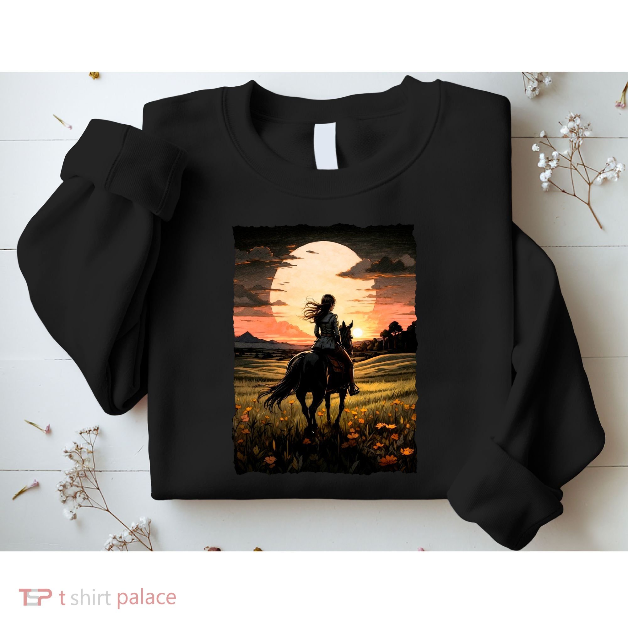Wild West Sunset Rider Girl Sweatshirt