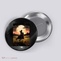 Wild West Sunset Rider Girl Button thumb 0