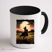 Wild West Sunset Rider Girl Coffee Mug thumb 1