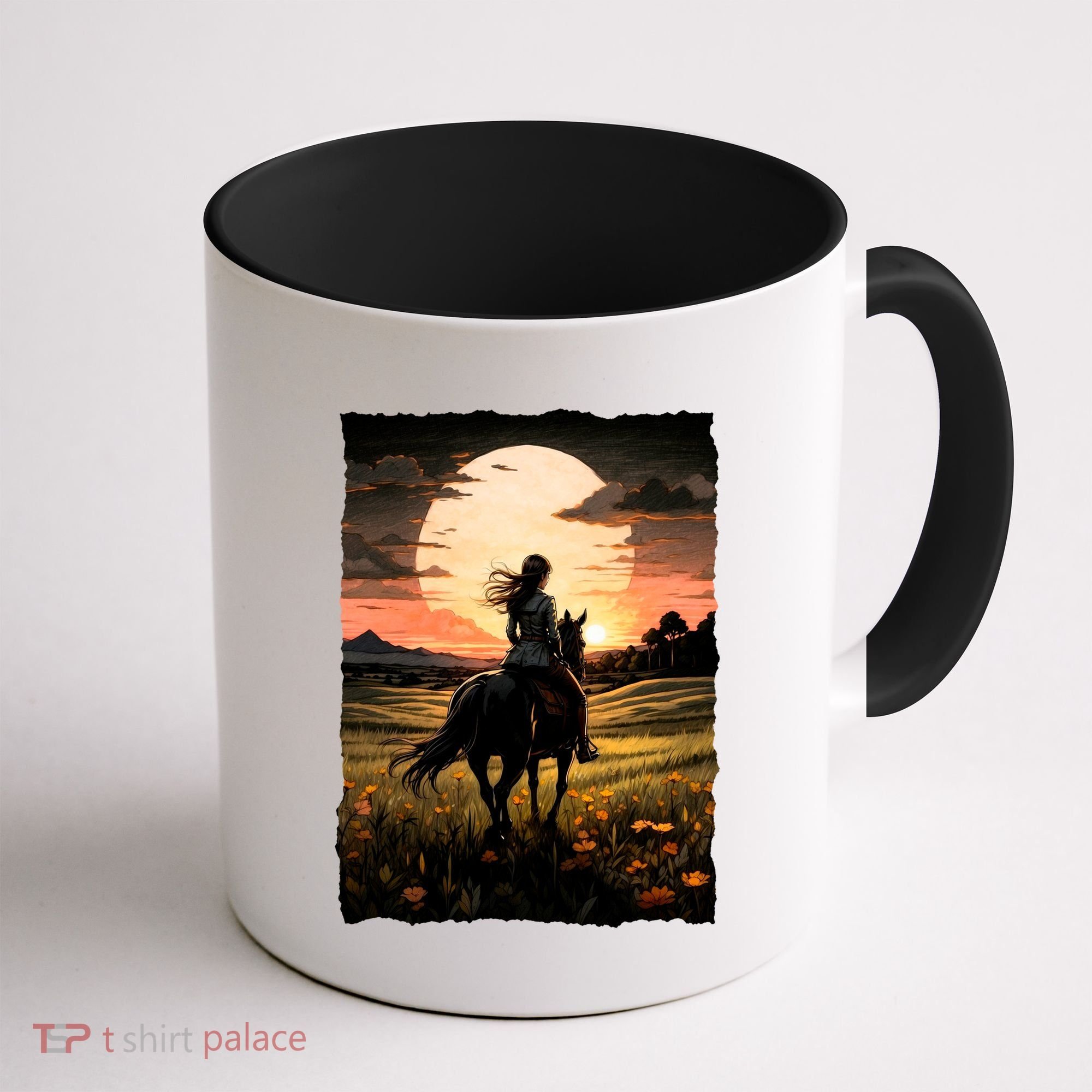 Wild West Sunset Rider Girl Coffee Mug