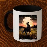 Wild West Sunset Rider Girl Coffee Mug thumb 2