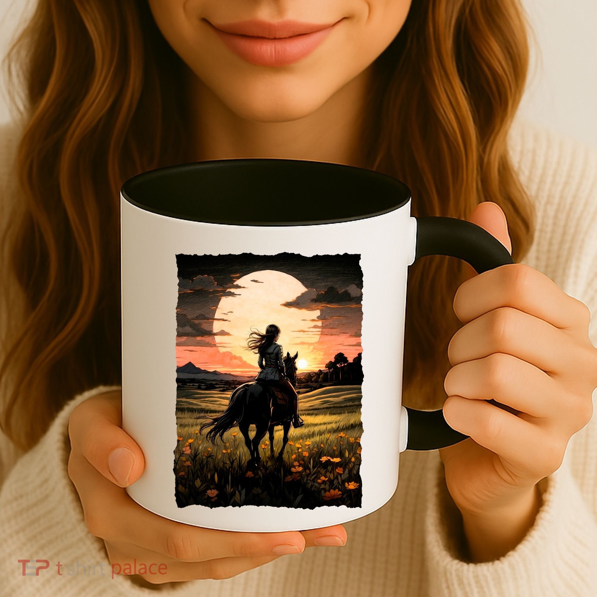 Wild West Sunset Rider Girl Coffee Mug