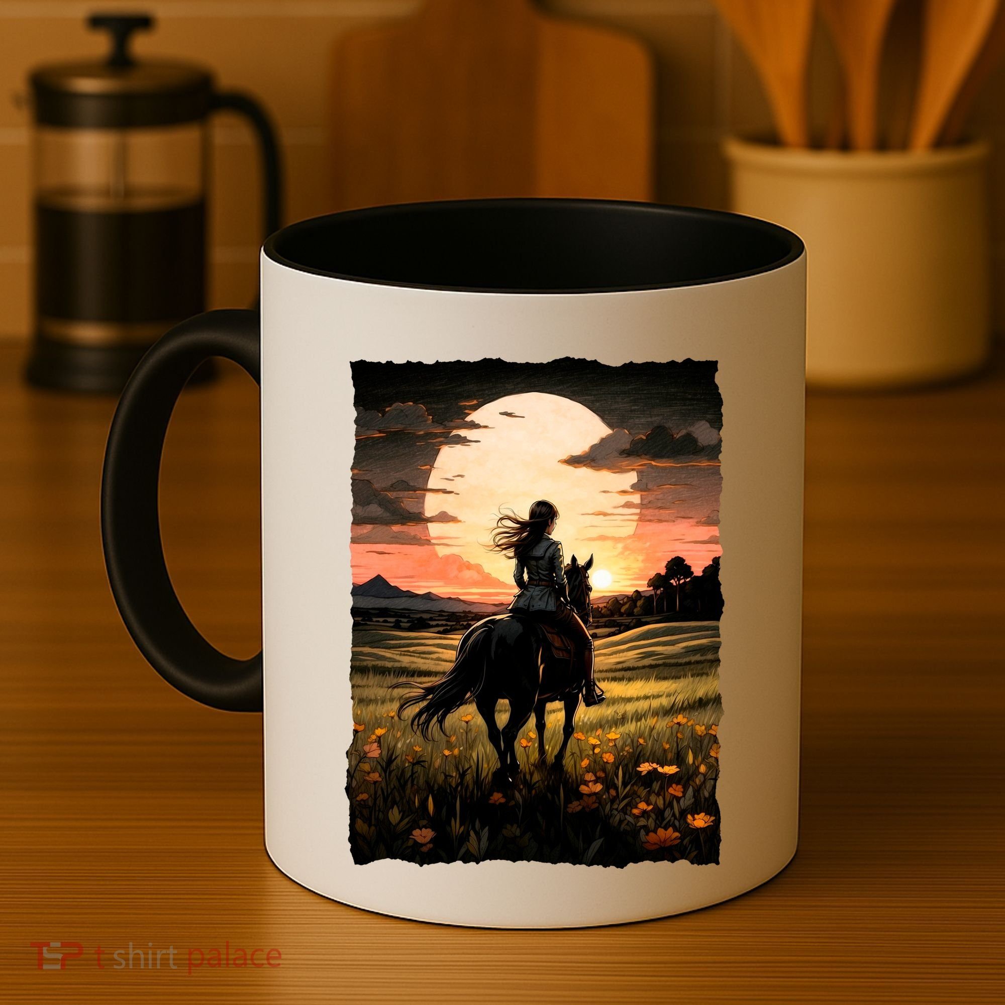 Wild West Sunset Rider Girl Coffee Mug