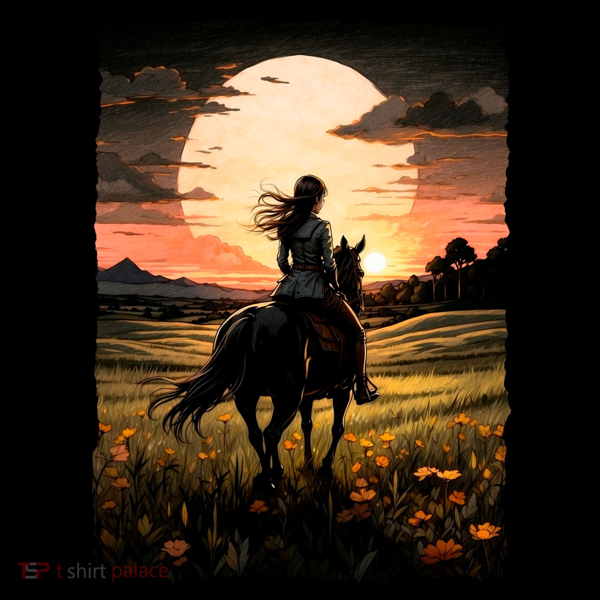 Wild West Sunset Rider Girl Coffee Mug