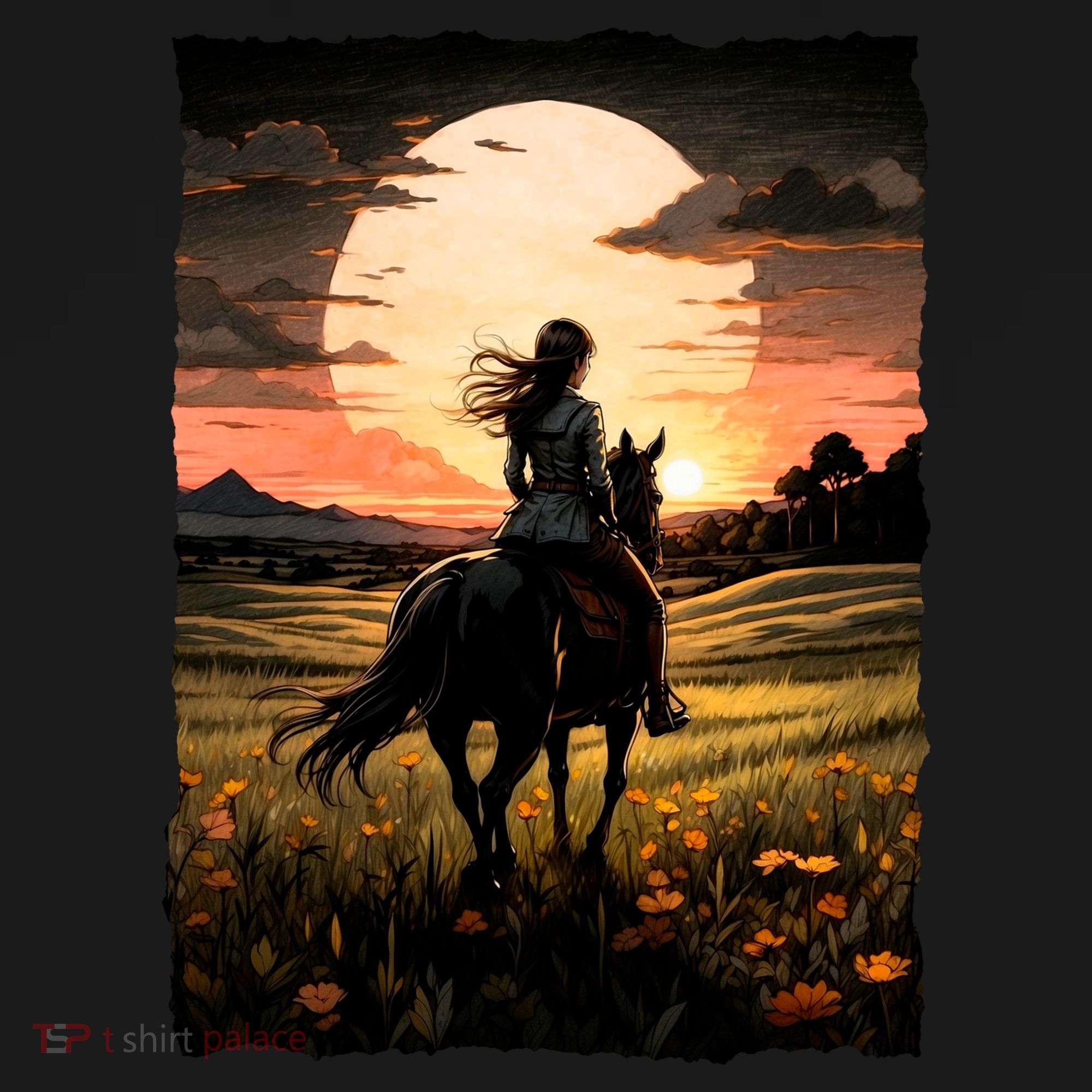 Wild West Sunset Rider Girl Women's Hoodie