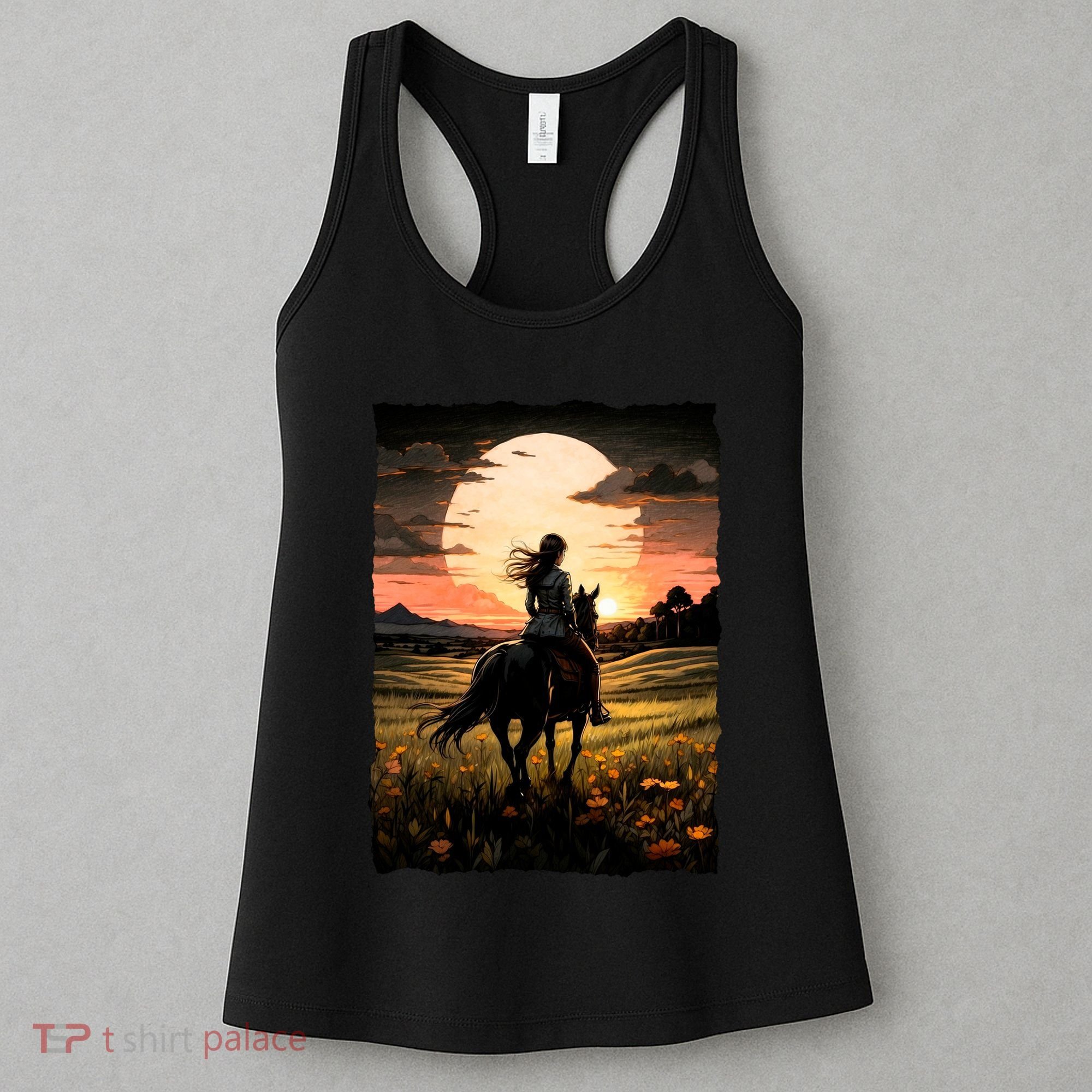 Wild West Sunset Rider Girl Women's Tank Top