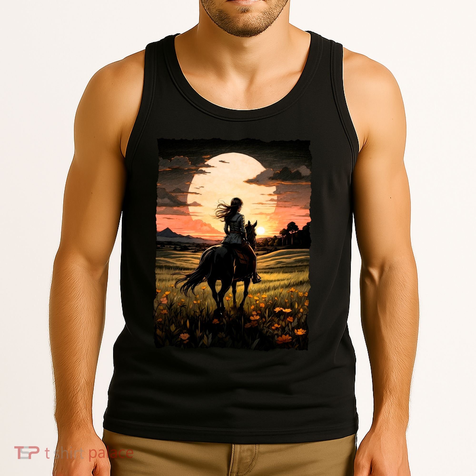 Wild West Sunset Rider Girl Tank Top