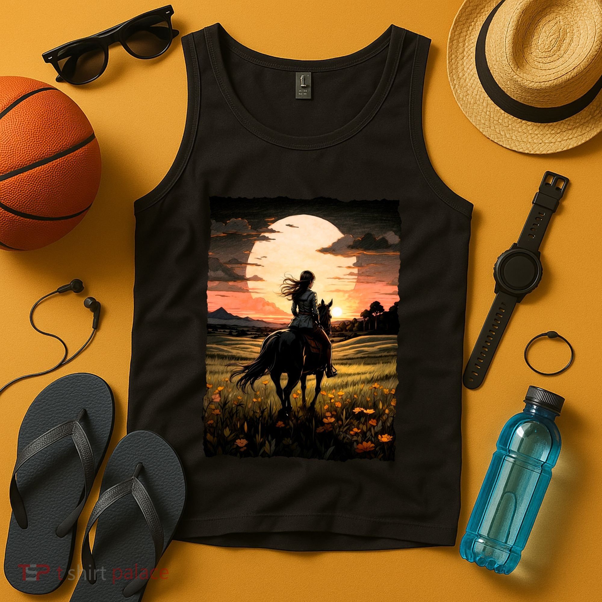 Wild West Sunset Rider Girl Tank Top