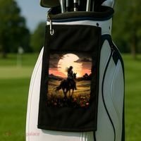 Wild West Sunset Rider Girl Golf Towel thumb 2