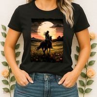 Wild West Sunset Rider Girl Women's T-Shirt thumb 2
