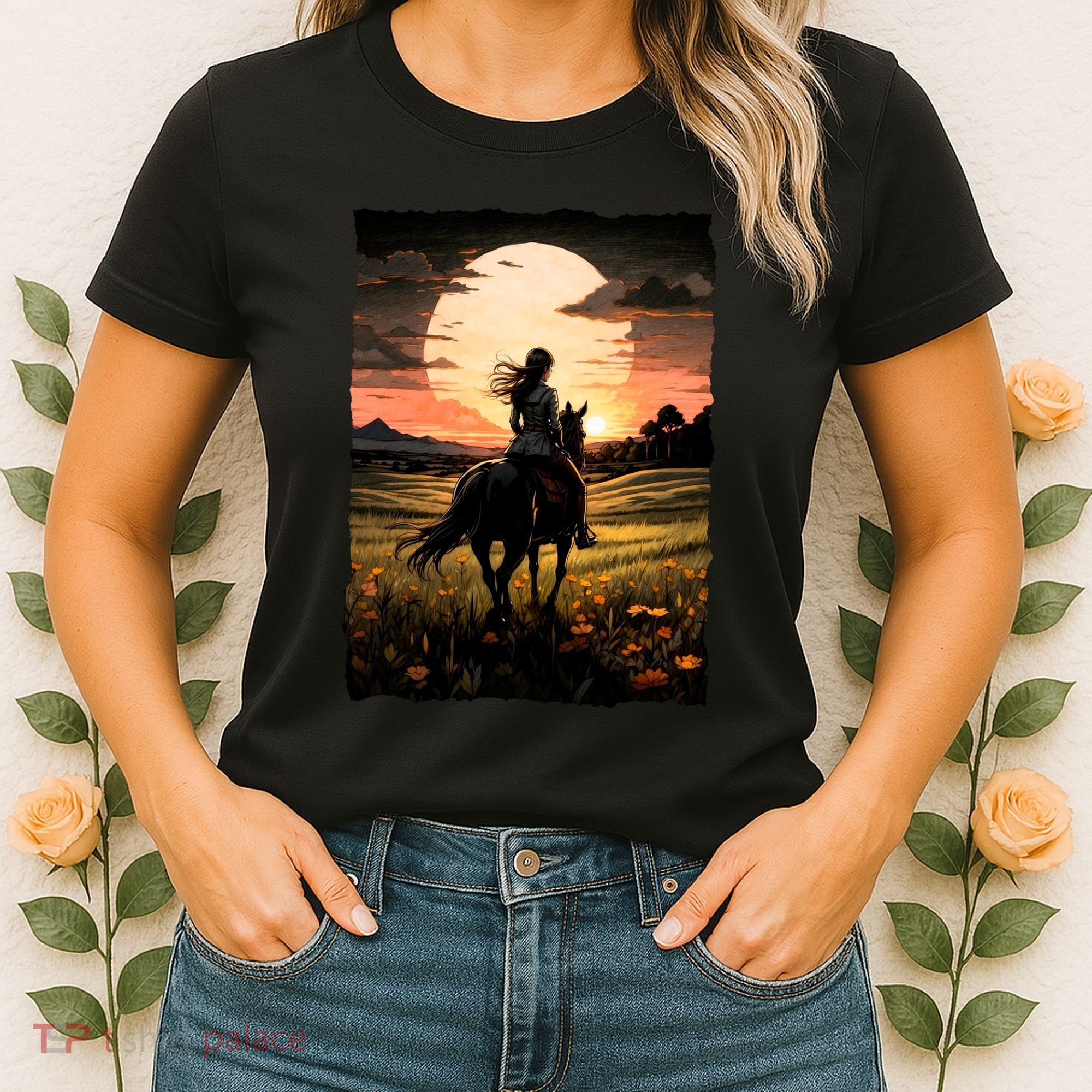 Wild West Sunset Rider Girl Women's T-Shirt
