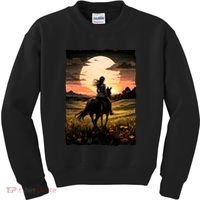 Wild West Sunset Rider Girl Kids Sweatshirt thumb 0