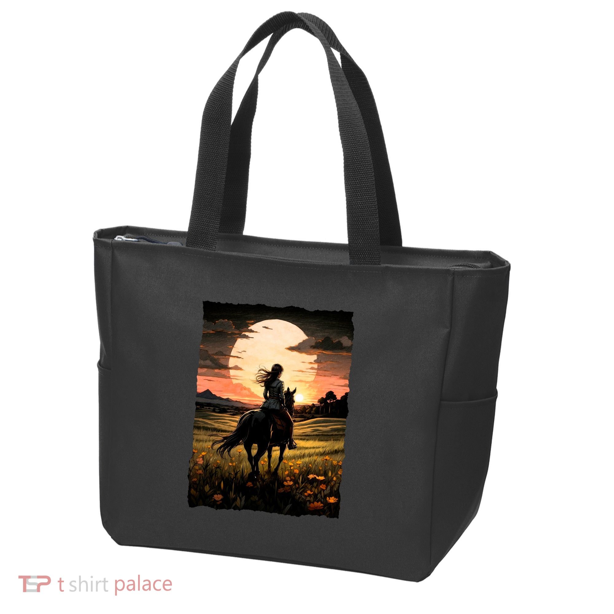 Wild West Sunset Rider Girl Tote Bag