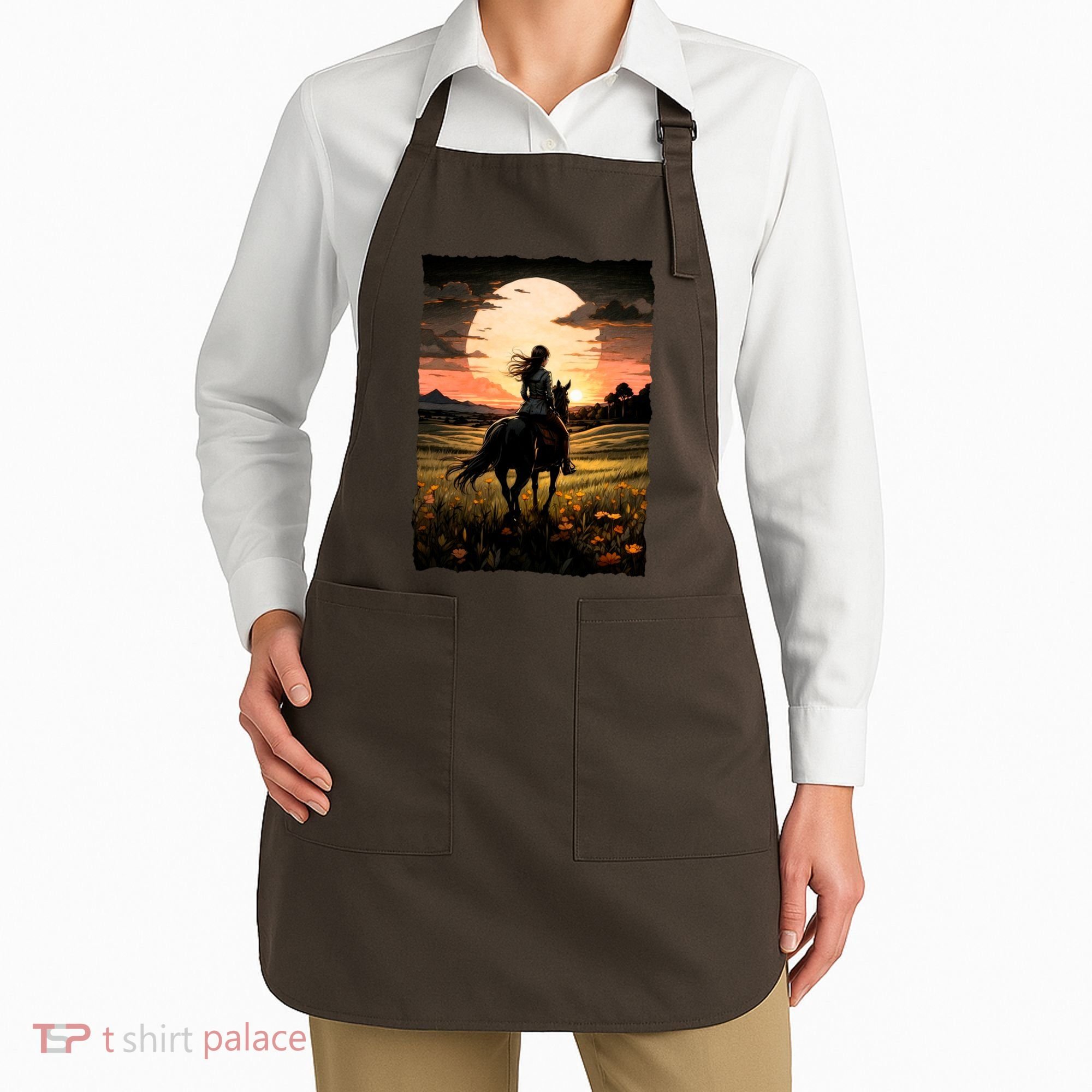 Wild West Sunset Rider Girl Apron