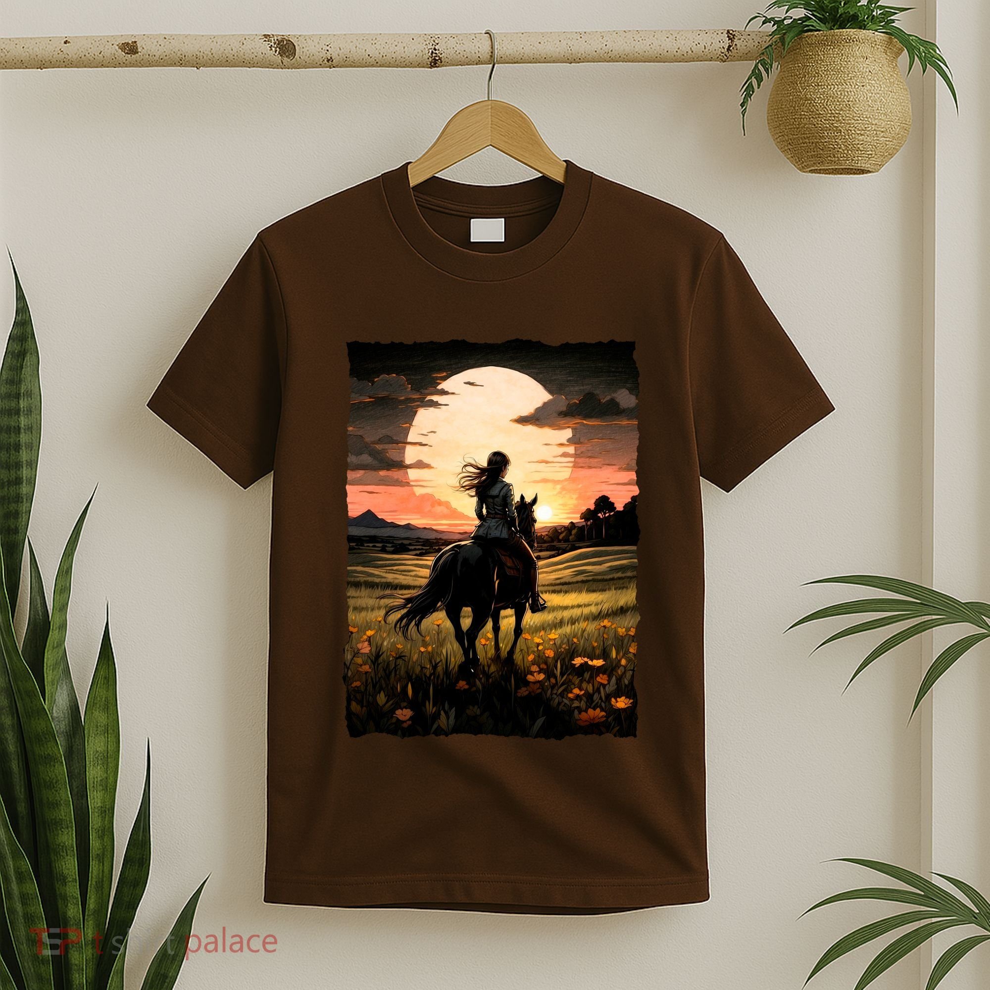 Wild West Sunset Rider Girl T-Shirt