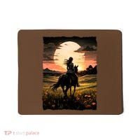 Wild West Sunset Rider Girl Mousepad thumb 0