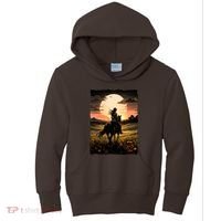 Wild West Sunset Rider Girl Kids Hoodie thumb 0