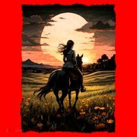 Wild West Sunset Rider Girl Santa Hat thumb 1