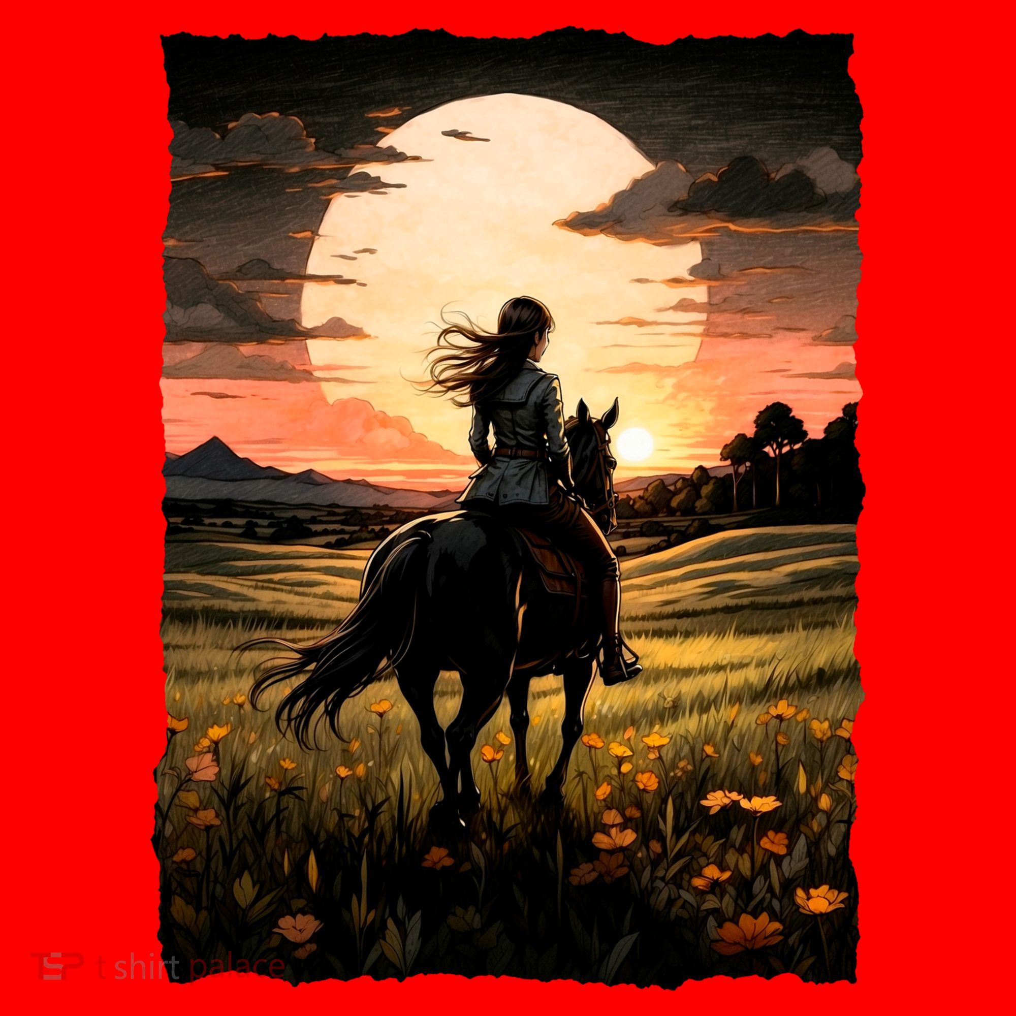 Wild West Sunset Rider Girl Santa Hat