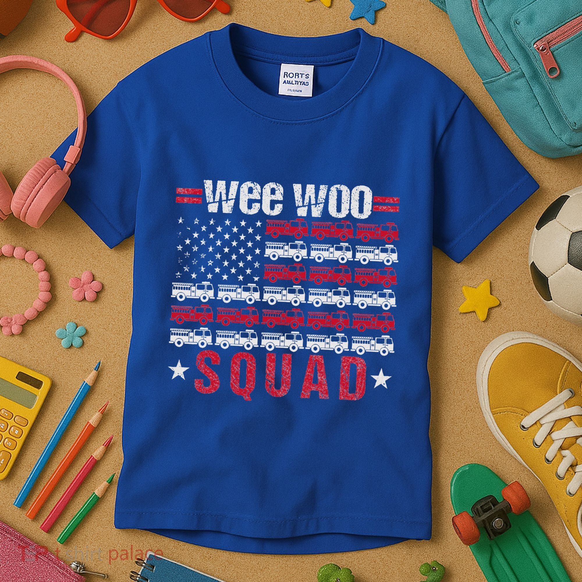 Wee Woo Squad Fire Truck Kids T-Shirt