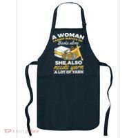 Womens Woman Survives On Books Yarn Knitting Crochet Apron thumb 0