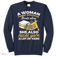 Womens Woman Survives On Books Yarn Knitting Crochet Sweatshirt thumb 0