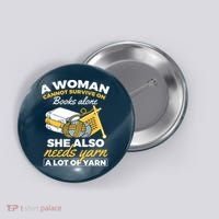 Womens Woman Survives On Books Yarn Knitting Crochet Button thumb 0