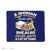 Womens Woman Survives On Books Yarn Knitting Crochet Mousepad thumb 0
