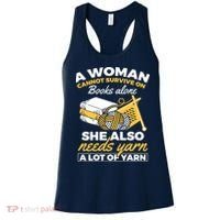 Womens Woman Survives On Books Yarn Knitting Crochet Women's Tank Top thumb 0