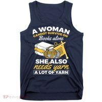Womens Woman Survives On Books Yarn Knitting Crochet Tank Top thumb 0