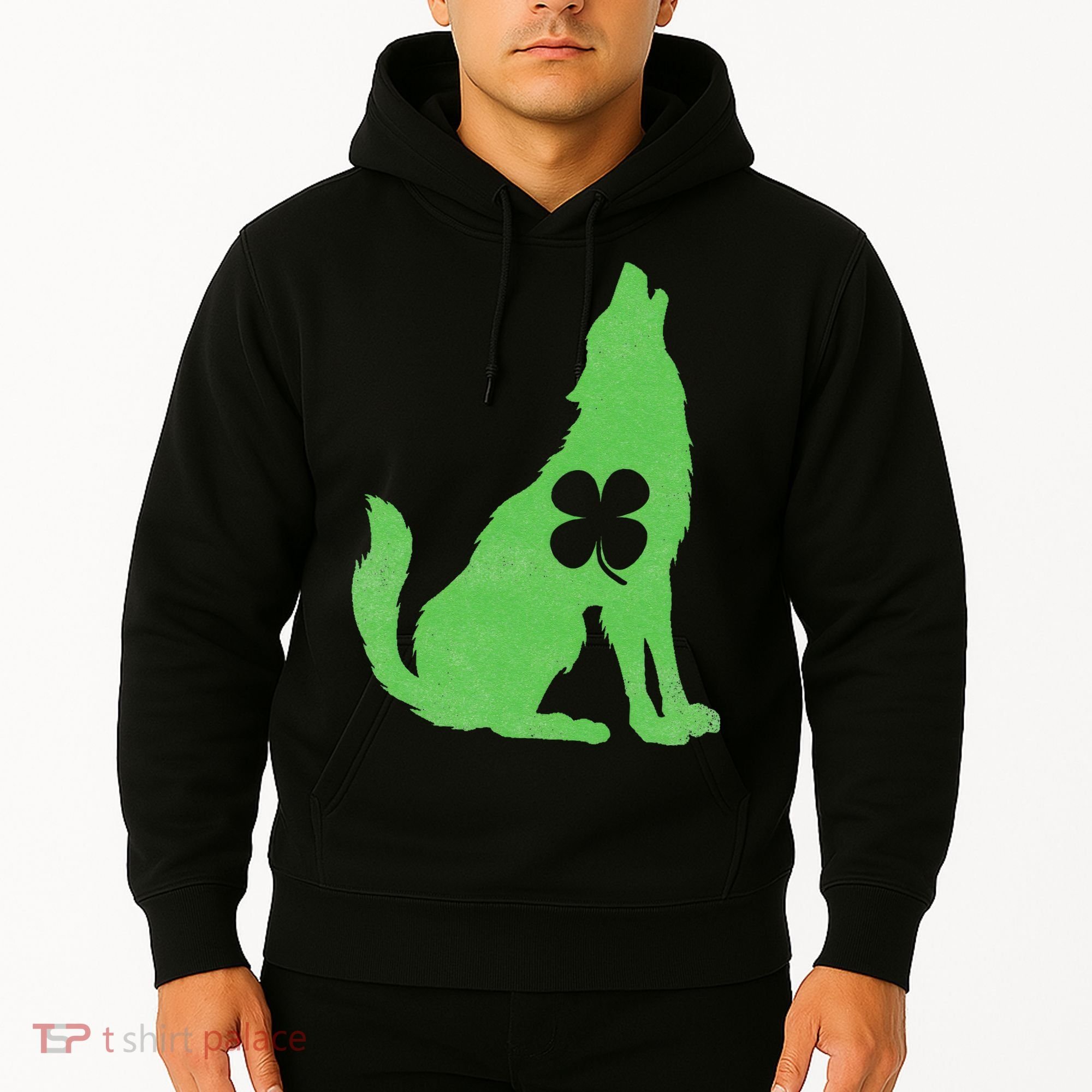 Wolf Wolves St. Patrick's Day Irish Shamrock Saint Paddy's Hoodie