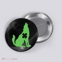 Wolf Wolves St. Patrick's Day Irish Shamrock Saint Paddy's Button thumb 0