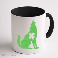 Wolf Wolves St. Patrick's Day Irish Shamrock Saint Paddy's Coffee Mug thumb 1