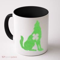 Wolf Wolves St. Patrick's Day Irish Shamrock Saint Paddy's Coffee Mug thumb 0