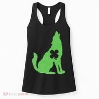 Wolf Wolves St. Patrick's Day Irish Shamrock Saint Paddy's Women's Tank Top thumb 0