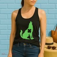 Wolf Wolves St. Patrick's Day Irish Shamrock Saint Paddy's Women's Tank Top thumb 2